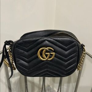 Gucci Black Crossbody Bag with Gold Accents